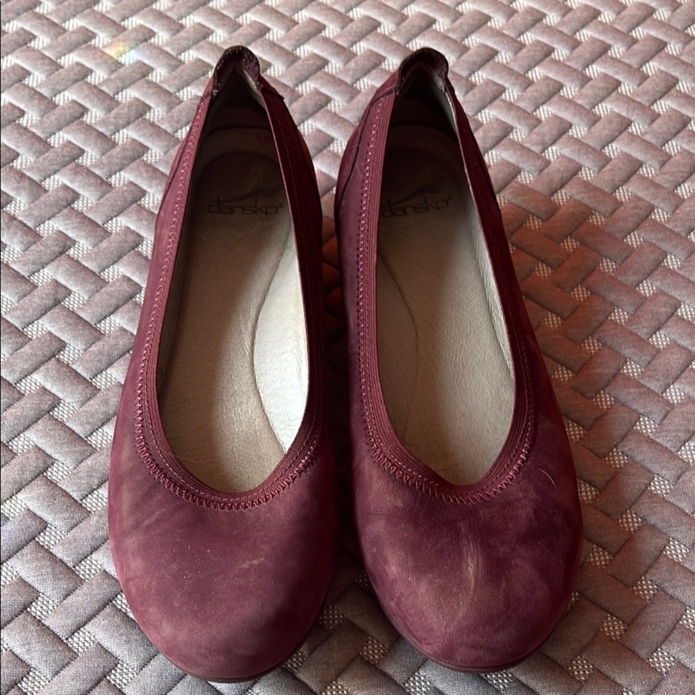 Dansko Red Flats Elegant Suede Loafers